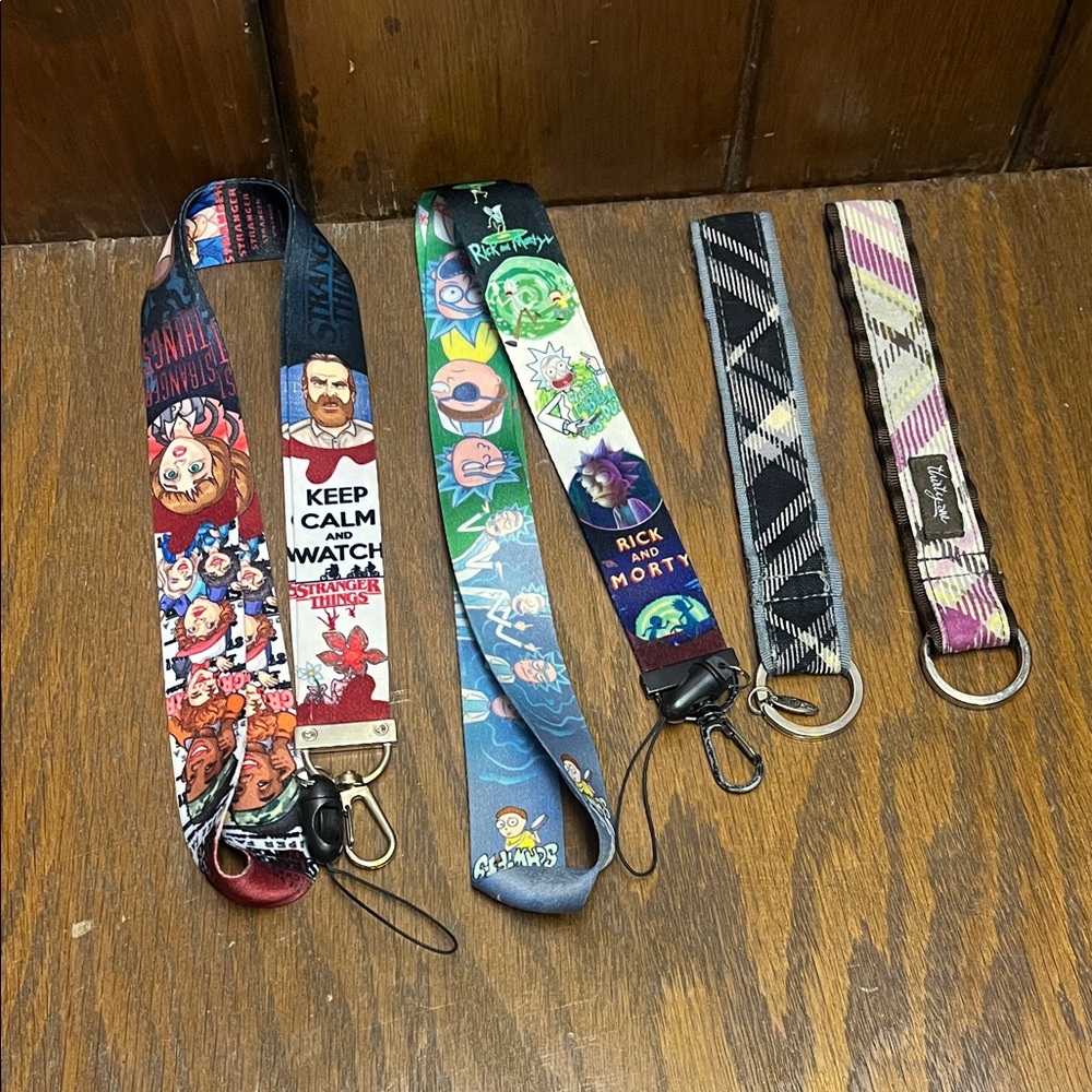 Lot of Thirty-One, Stranger Things and Rick and Morty Lanyard/Keychain/Wristlet